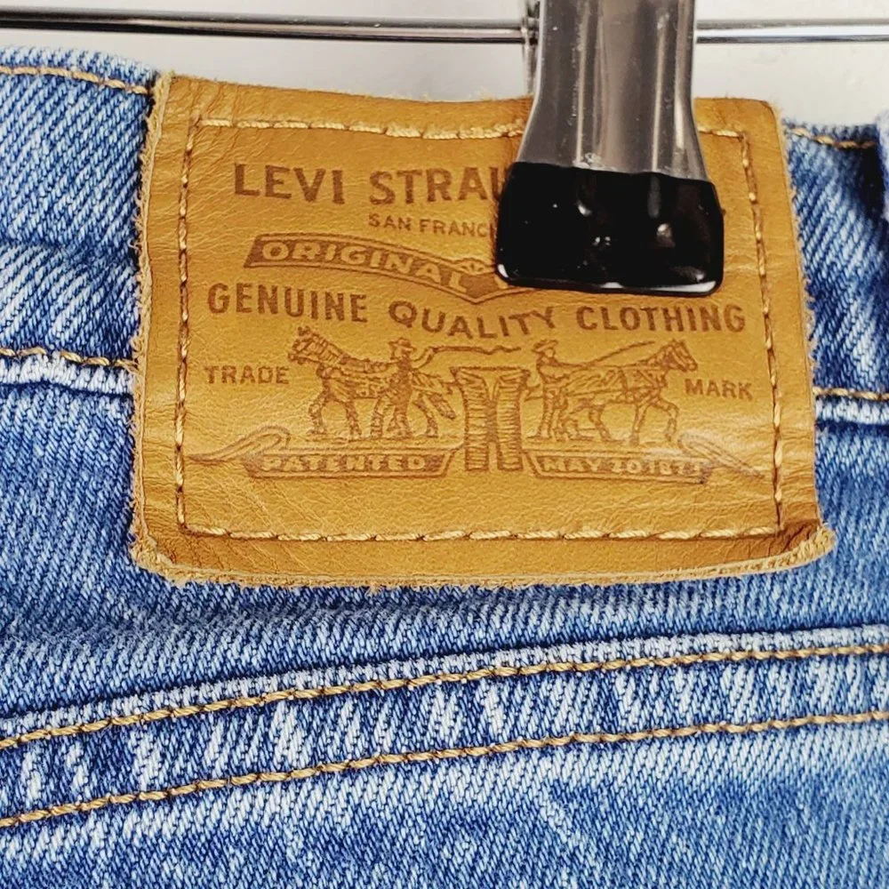 Levi's Wedgie Straight Button Fly Cropped Hi-Rise Jeans in Jive, Sz 24 - Picture 7 of 13